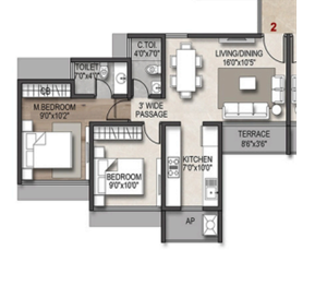 Vastu Park Project Kharghar 2BHK Floor Plan